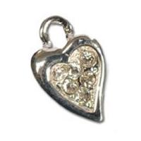 impex rhinestone metal heart shape charms silver crystal