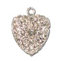 Impex Rhinestone Metal Heart Shape Charms Silver Crystal