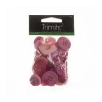 Impex Assorted Buttons for Crafts Dark Pink