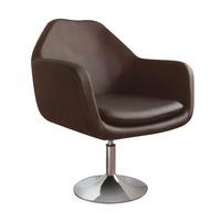 Imona Bistro Chair In Brown Leather Effect With Chrome Base