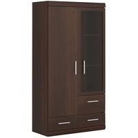 imperial dark mahogany melamine glazed display cabinet 2 door 3 drawer