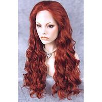 IMSTYLE 24\'\'Heat Resistant Auburn Long Wave Synthetic Wig Lace Front Cheap