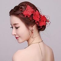 Imitation Pearl Headpiece-Wedding Special Occasion Hair Combs Flowers 1 Piece