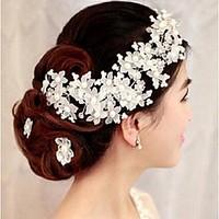 Imitation Pearl Headpiece-Wedding Special Occasion Hair Combs Flowers 1 Piece