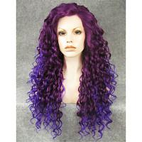 IMSTYLE 26\'\'Awesome Mix Purple Long Curly Synthetic Wigs Lace Front On Sale Heat Resistant