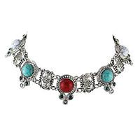 Imitation Turquoise Metal Choker Collar Necklace