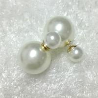 Imitation Pearl Stud Earrings Double Side Jewelry Wedding Party Daily Casual Pearl 1 pair White