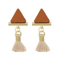 Imitation Gemstone Triangle Earrings