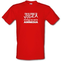 I\'m Allergic to Vodka it brings me out in Amnesia male t-shirt.