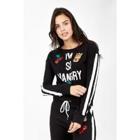 I\'M SO HANGRY SEQUIN BADGE SWEATER