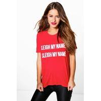 Imogen Novelty Christmas Slogan Tee - red