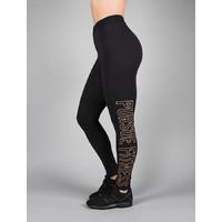 Impact Ladies Black High-Waisted Leggings / Black.Orange : Small