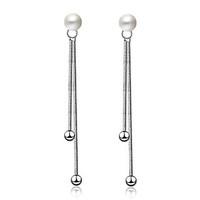 Imitation Pearl Tassel Drop Earrings Jewelry Tassel Wedding Party Daily Casual Silver Plated 1 pair