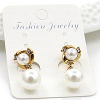 Imitation Pearl Drop Earrings Jewelry Wedding Party Daily Casual Alloy Imitation Pearl 1 pair Gold Silver