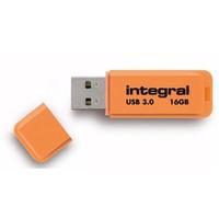integral neon 16gb usb 30 flash drive orange