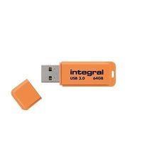 integral neon 64gb usb 30 flash drive orange