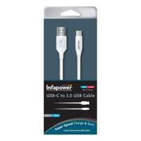 infapower speed speed charge sync usb c to 30 usb cable 1m white p027