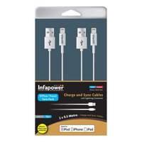 Infapower Charge And Sync Cables With Lightning Connector Twin Pack 0.5m White (p031)