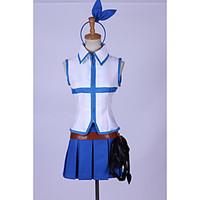 Inspired by Fairy Tail Lucy Heartfilia Anime Cosplay Costumes Cosplay Suits Patchwork Blue SleevelessTop / Skirt / Headpiece / Waist