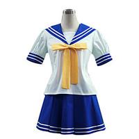 Inspired by LuckyStar Izumi Konata Anime Cosplay Costumes Cosplay Suits / School Uniforms Patchwork White / Blue Short SleeveTop / Skirt
