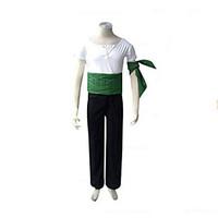Inspired by One Piece Roronoa Zoro Anime Cosplay Costumes Cosplay Suits Patchwork White / Black / Green Short SleeveT-shirt / Pants /