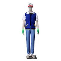 Inspired by Pocket Little Monster Ash Ketchum Monster Trainer Costume Anime Cosplay Suits Solid Coat Vest Pants Hat Gloves For Male Female Kid