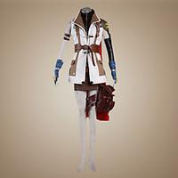 Inspired by Final Fantasy Lightning Video Game Cosplay Costumes Cosplay Suits Patchwork White Brown Long SleeveCoat Top Skirt Shorts