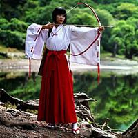 Inspired by InuYasha Kikyo Anime Cosplay Costumes Cosplay Suits Kimono Solid Long Sleeve Top Pants 147 Female