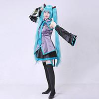 Inspired by Vocaloid Hatsune Miku Video Game Cosplay Costumes Without Wig Cosplay Suits Dresses Patchwork SleevelessBlouse Skirt Tie Sleeves Belt