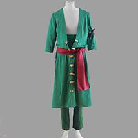 Inspired by One Piece Roronoa Zoro Anime Cosplay Costumes Cosplay Suits Solid Green Coat / Pants