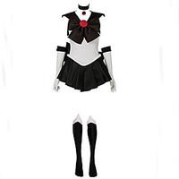Inspired by Sailor Moon Sailor Pluto Meiou Setsuna Anime Cosplay Costumes Cosplay Suits Patchwork White / Black Sleeveless Dress Gloves / Bow