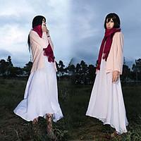 Inspired by Attack on Titan Mikasa Ackermann Anime Cosplay Costumes Cosplay Suits Solid White / Pink Coat / Dress / Scarf