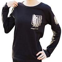 Inspired by Attack on Titan Mikasa Ackermann Anime Cosplay Costumes Cosplay Hoodies Print Black Long Sleeve T-shirt