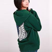 Inspired by Attack on Titan Mikasa Ackermann Anime Cosplay Costumes Cosplay Hoodies Print Green Long Sleeve Coat