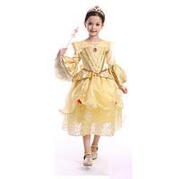 Inspired by Cosplay Princess Belle Deluxe Yellow Party Dress Costume Costumes Cosplay Suits Half Sleeve For Kids