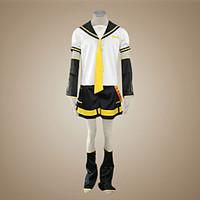Inspired by Vocaloid Kagamine Len Video Game Cosplay Costumes Cosplay Suits Patchwork Short SleeveTop / Shorts / Tie / Sleeves / Belt /