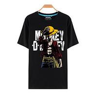 Inspired by One Piece Monkey D. Luffy Anime Cosplay Costumes Cosplay T-shirt Print Black Short Sleeve Top