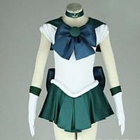 Inspired by Sailor Moon Sailor Neptune Anime Cosplay Costumes Cosplay Suits Patchwork White / Green Short Sleeve Dress / Tie
