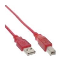 InLine USB 2.0 cable, red-transparent, AM/BM, 3m (34535R)