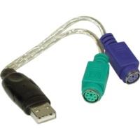 InLine USB -> PS/2 converter, USB AM to 2x PS/2 female (33386)