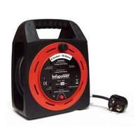Infapower 4 Socket 13 Amp 15 Metre Semi-enclosed Drum Cable Reel Black/red (x813)