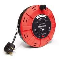 Infapower 4 Socket 13 Amp 10 Metre Drumcable Reel Red/black (x812)