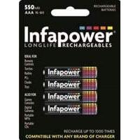 Infapower AAA 550MAH NI-MH Long Life Rechargeable Batteries (4-Pack)
