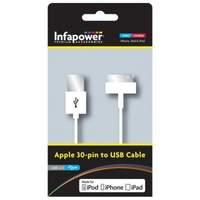 Infapower 30-pin To Usb 2.0 Cable For Ipod Iphone & Ipad 1m White (p010)
