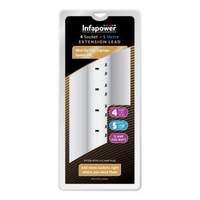 Infapower 4 Socket Gang 5 Metre Extention Lead White (x809)