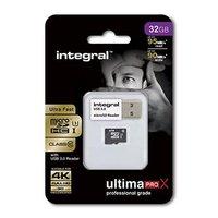 Integral 32GB UltimaPro X microSDHC/XC 95/90MB Class 10 UHS-I U3 with USB 3.0 Card Reader