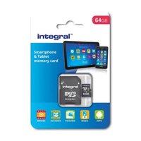 Integral 64GB microSDHC/XC Class 10 UHS-I U1 with SD Adapter and USB OTG Card Reader