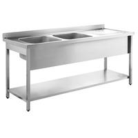 Inomak Stainless Steel Sink on Legs LA5192L - Double Bowl, Right Hand Drainer
