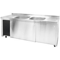 Inomak Stainless Steel Sink on Cupboard LK5192C - Double Centre Bowls, Side Drainers