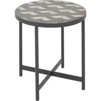 Indra side table, grey and white marble